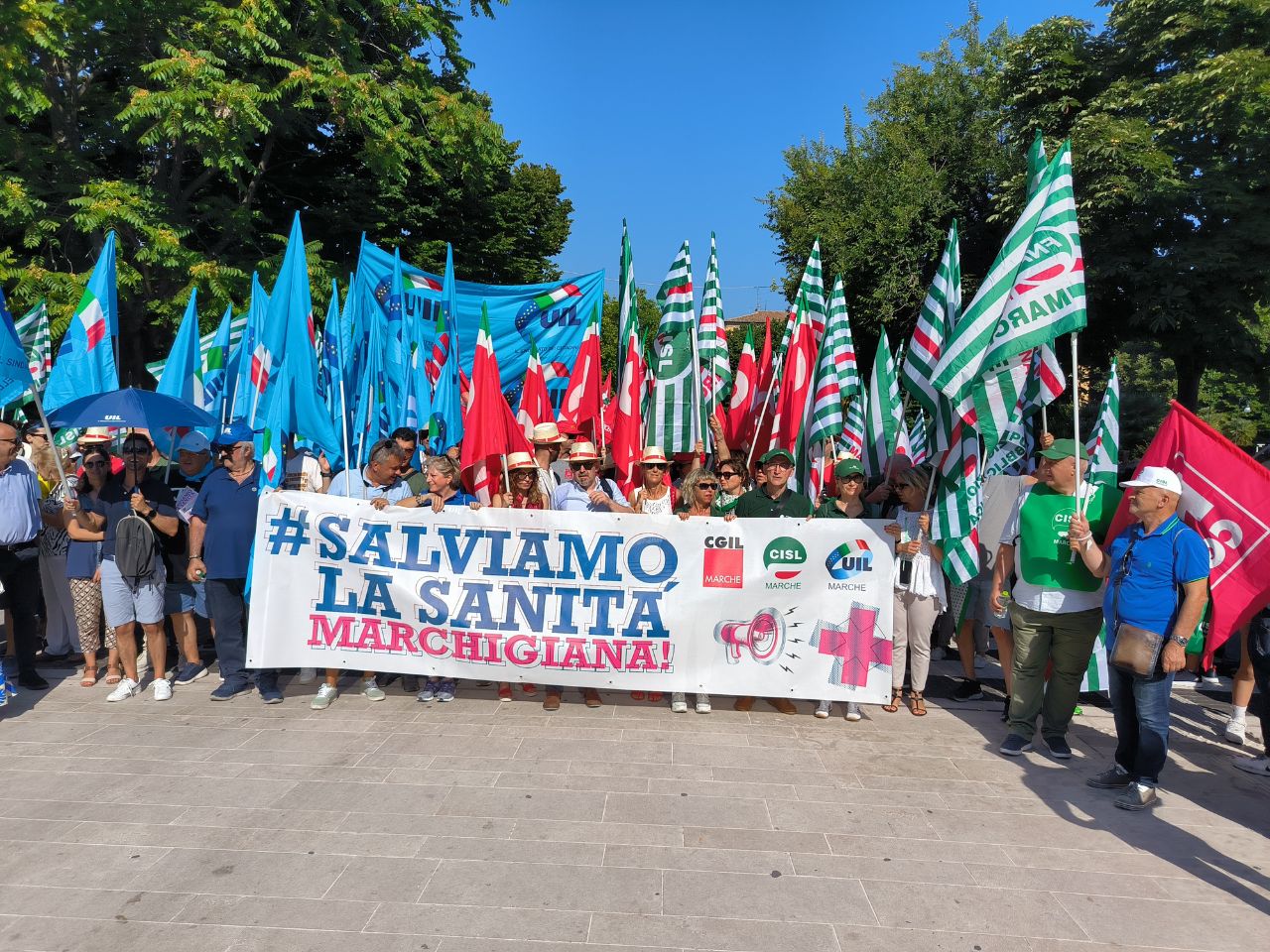 Cgil, Cisl e UIl Marche: manifestazione sanità regionale ad Ancona