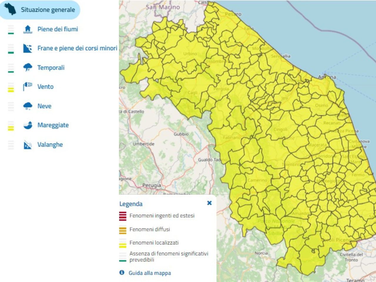 Forte vento, allerta meteo in tutta la regione