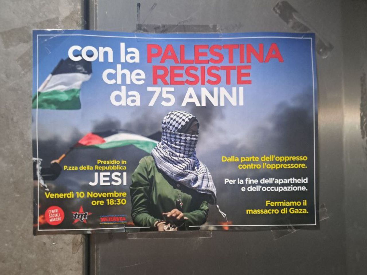 Jesi “con la Palestina”: venerdì in Piazza la manifestazione contro il massacro di Gaza