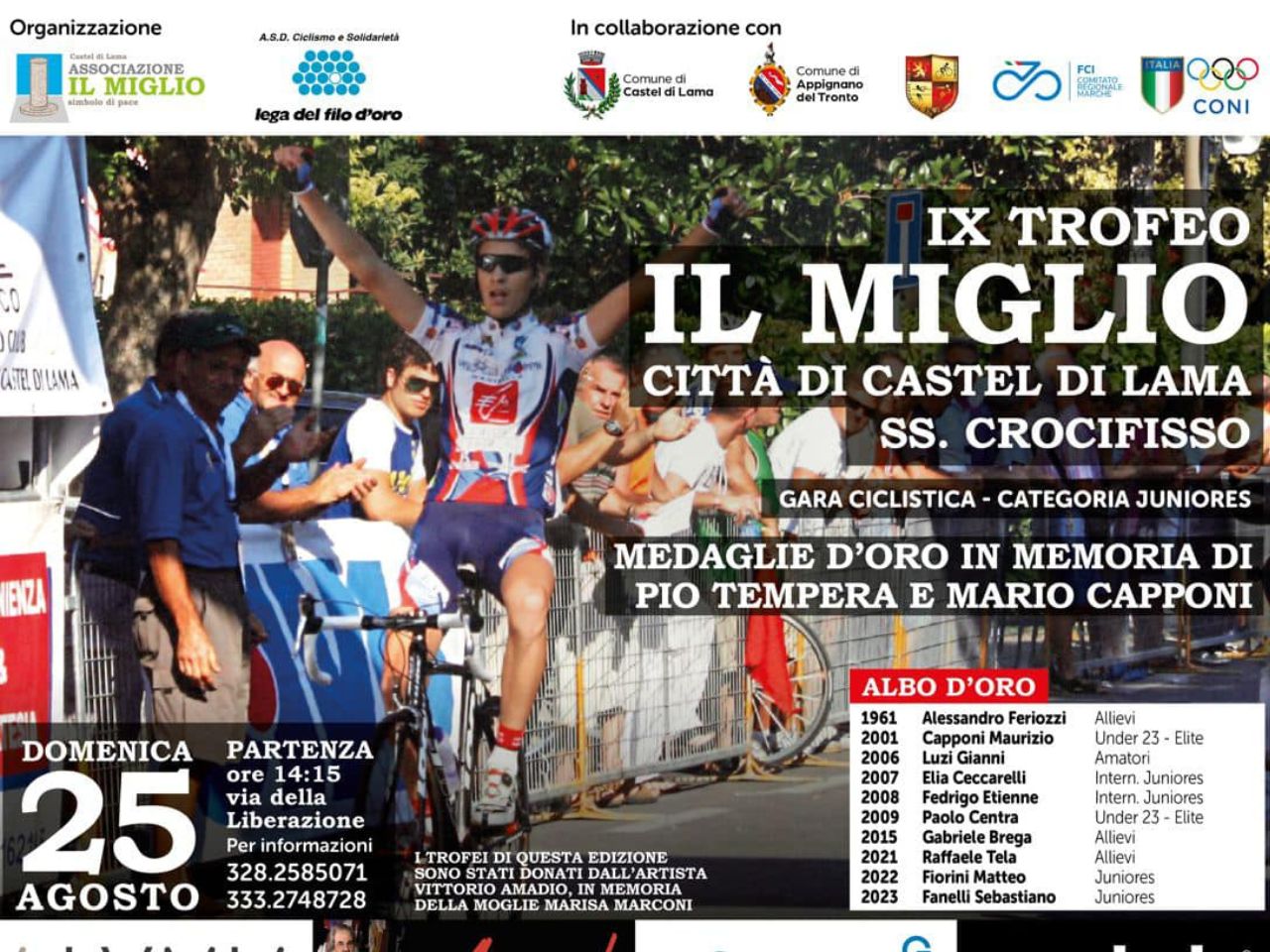 Ciclismo, appuntamenti a Montegiorgio il 25 agosto