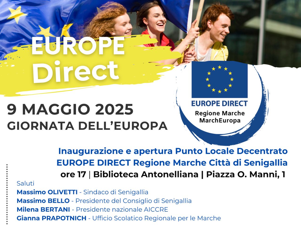 Senigallia celebra la Festa dell’Europa con l’inaugurazione dell’Ufficio Europe Direct