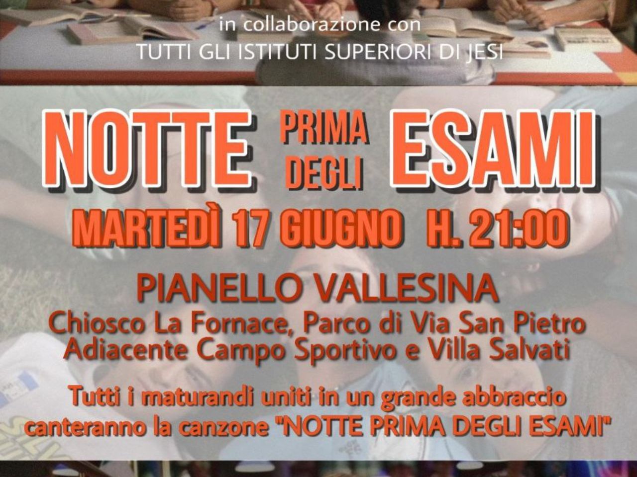 È la Notte prima degli esami, a Pianello Vallesina l’abbraccio dei maturandi