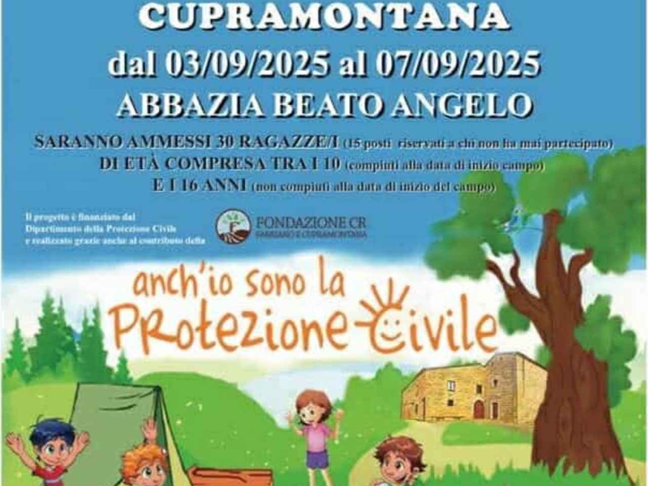 “Anch’io sono la Protezione Civile”: conto alla rovescia per il campo scuola a Cupramontana