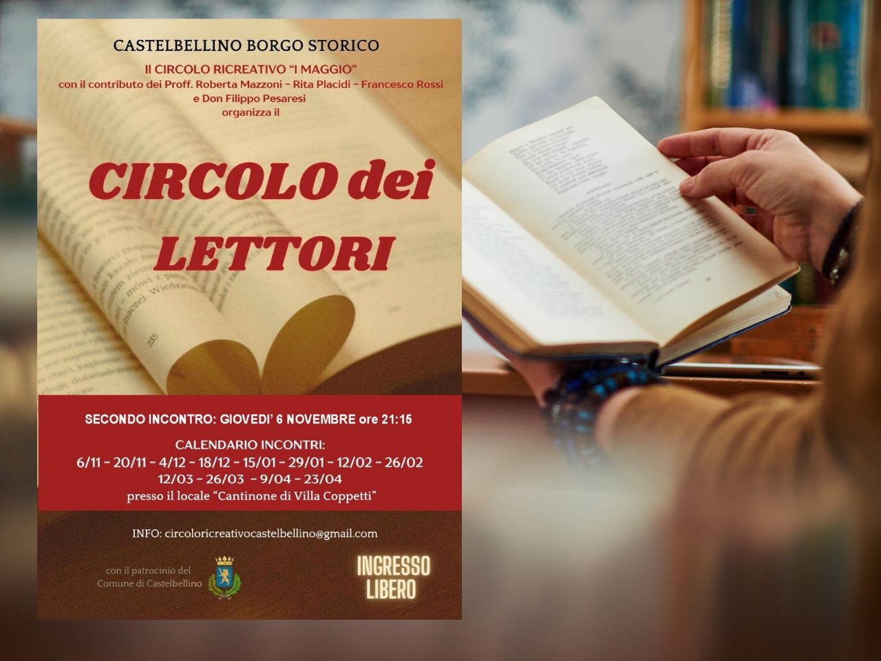 Castelbellino, il 6 novembre il secondo incontro del “Circolo dei Lettori”