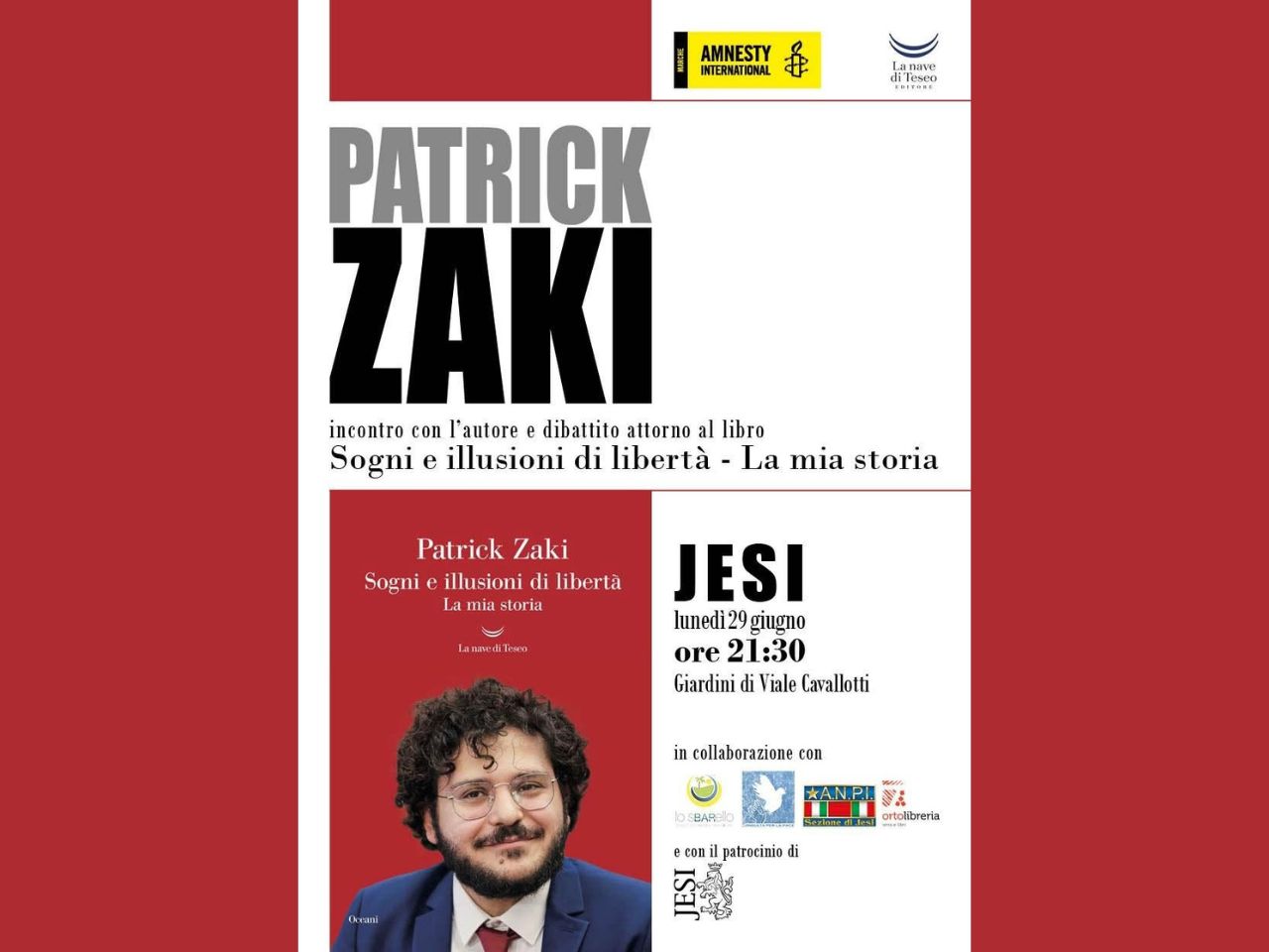 Patrick Zaki a Jesi: incontro pubblico con l’autore di “Sogni e illusioni di libertà”