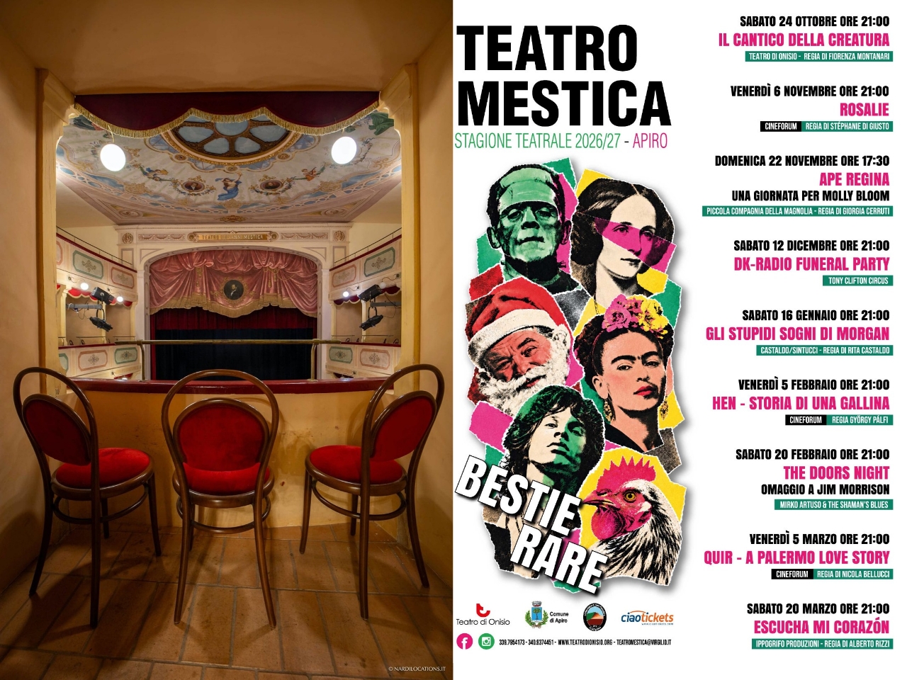 Bestie Rare: la nuova stagione teatrale del Mestica di Apiro